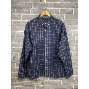 Van Heusen Men's XL Navy Plaid Long Sleeve Button-Up Shirt
